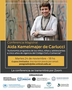 Conferencia Magistral que dictará la Prof. Aída Kemelmajer de Carlucci